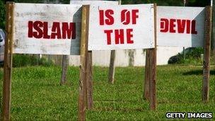 Anti-Islam signs at Florida church