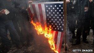 Burning US flag