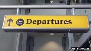 Departures sign