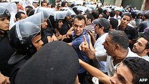 Riot police at protest in central Cairo - June 2010