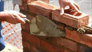 Bricklayer at work