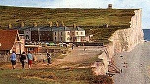 Birling Gap - photo taken in the 1970s before any cottages were demolished