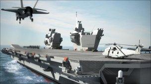 Computer generated image of aircraft carrier