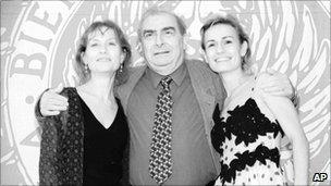 Isabelle Huppert, Claude Chabrol and Sandrine Bonnaire