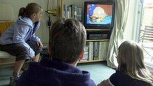 Children watching TV