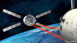 An artist's impression of an ATV approach to the ISS (Esa)