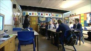 Teacher and pupils in a classroom