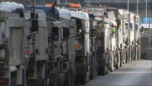 Lorries queuing