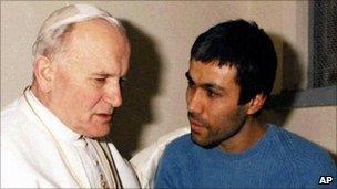 Pope John Paul II with Mehmet Ali Agca, who tried to assassinate him