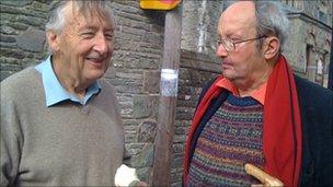 Lord Livsey with Hay's second-hand bookshop 'king' Richard Booth at Talgarth Festival of the Black Mountains last month