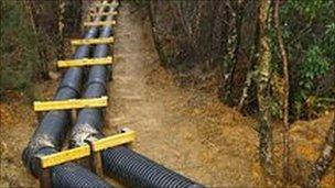 A pipeline near Cwm Rheidol Mine