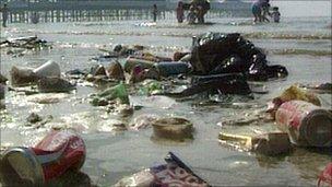 rubbish on beach