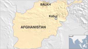 Map of Afghanstan showing Balkh province