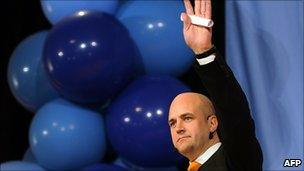 PM Fredrik Reinfeldt greets supporters