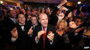 Supporters and members of the Sweden Democrats party. 19 Sept 2010