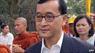 Cambodian opposition party leader Sam Rainsy