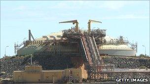 Liquefied natural gas storage tank in Australia