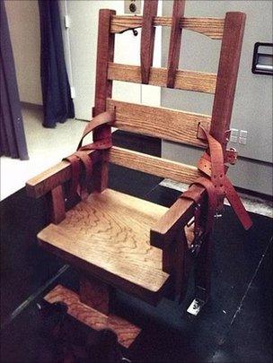 Florida's electric chair is shown in this undated file photo