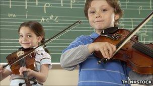 Children playing violin