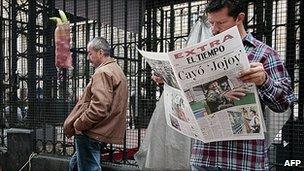 Bogota newspaper with headline on the death of Mono Jojoy. 24 Sept 2010