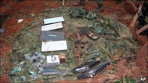 Laptops and weapons found at the Farc camp