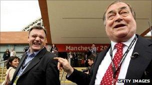 Ed Balls and John Prescott at the Labour conference