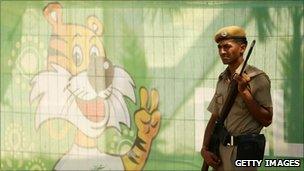 Security guard outside in Delhi