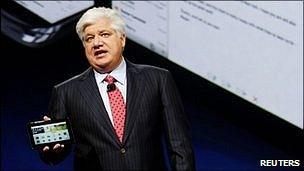 Mike Lazaridis holds the Playbook