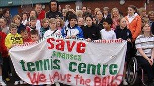 Campaigners protest at planned closure of Swansea Tennis Centre