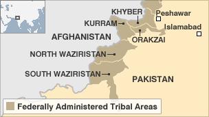 Map of Pakistan showing tribal areas including North Waziristan