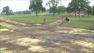 Damage to the grass in Cofton Park