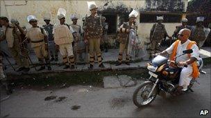 Security forces in Ayodhya