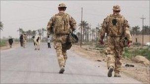 British soldiers on patrol in Basra in April 2009