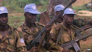 Nigerian UN peacekeeping soldiers in Sierra Leone in 2000