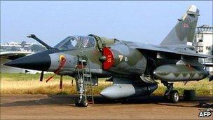 A French Mirage F1 fighter at Entebbe airport