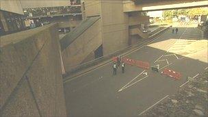 Paradise Circus is cordoned off