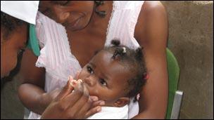 Child being given the polio vaccine