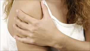 Woman with shoulder injury