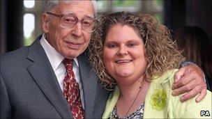 Prof Robert Edwards with Louise Brown (12 Sept 2008)