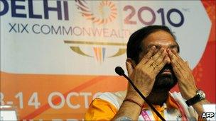 Commonwealth Games Organising Committee Chairman Suresh Kalmadi during a news conference in Delhi on 5 October 2010