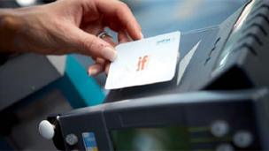 An Iff Card is held up to a machine