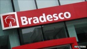 Bradesco bank entrance in Sao Paulo