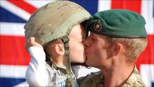 Sgt Danny Smith, and son Oliver, aged 4