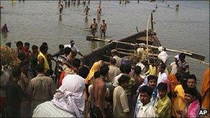 File picture of passenger boats in India