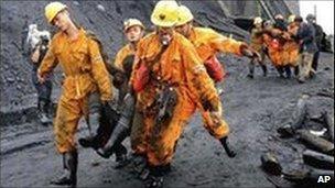 Rescuers at a Chinese coal mine, August 2008