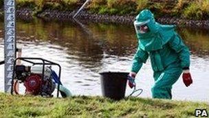 Environment Agency officers at the River Trent