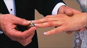 A couple getting married