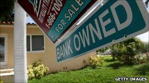 Home with bank owned sign