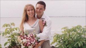 Craig and Jane Down on their wedding day in Bali 10 years ago