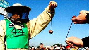 Competitors pictured during the 2010 World Conker Championships